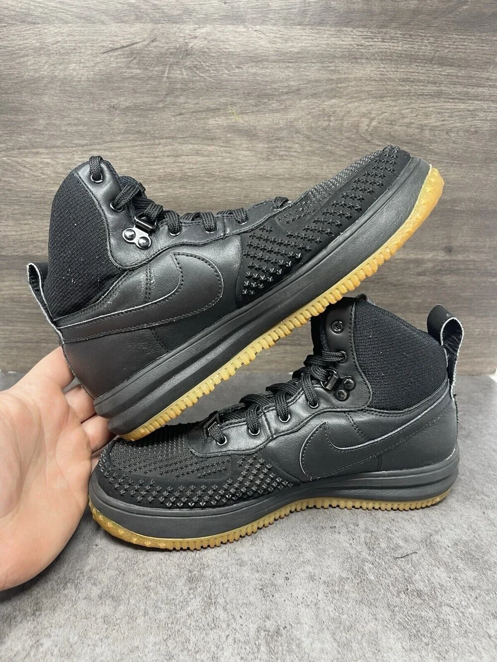 Nike Lunar Force 1 Duckboots Sneakers Kids Size 7Y GS Black Gum 882842-002
